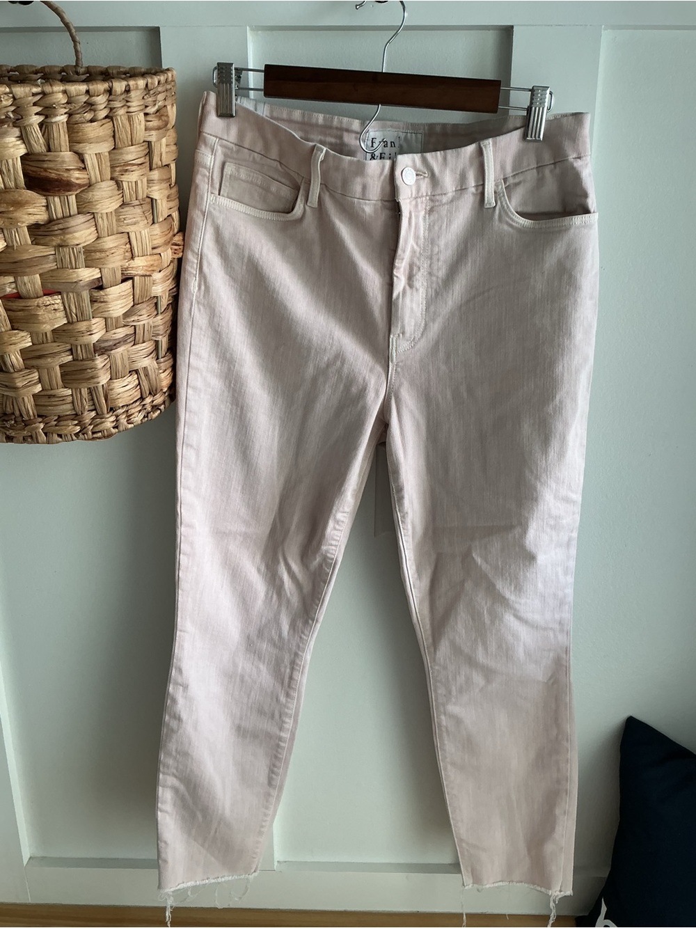 Frank & Eileen Pale Pink Cropped Straight-Leg Jeans